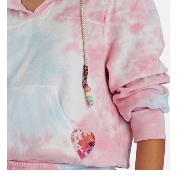 LoveShackFancy Kirby Hoodie Sweatshirt Size Medium Cherry Fizz Tie-Dye Pink Blue - Picture 2 of 12